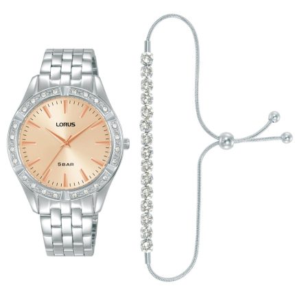 Lorus Women Crystals Stainless Steel Bracelet Gift Set RG291XX9