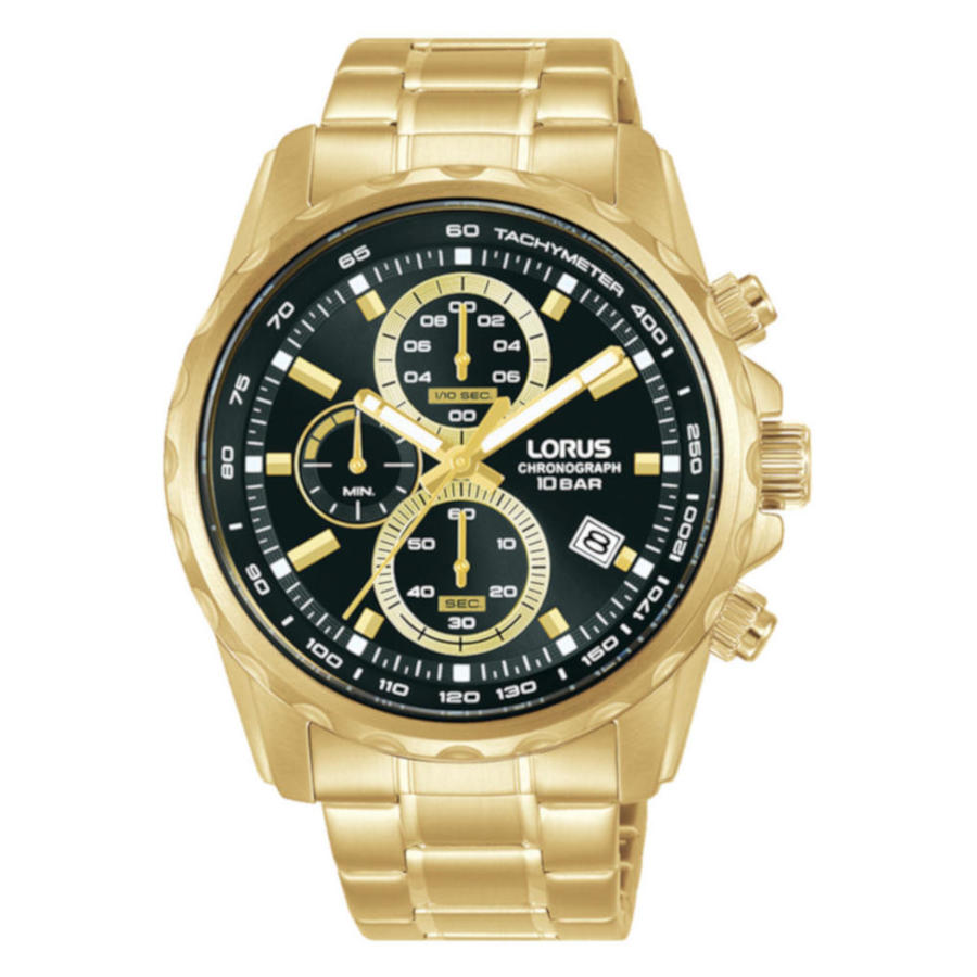 Lorus Sports Chronograph Gold Stainless Steel Bracelet RM378JX9 Lorus Sports Chronograph Gold Stainless Steel Bracelet RM378JX9