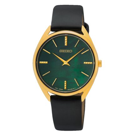 Seiko Conceptual Black Leather Strap SWR080P1