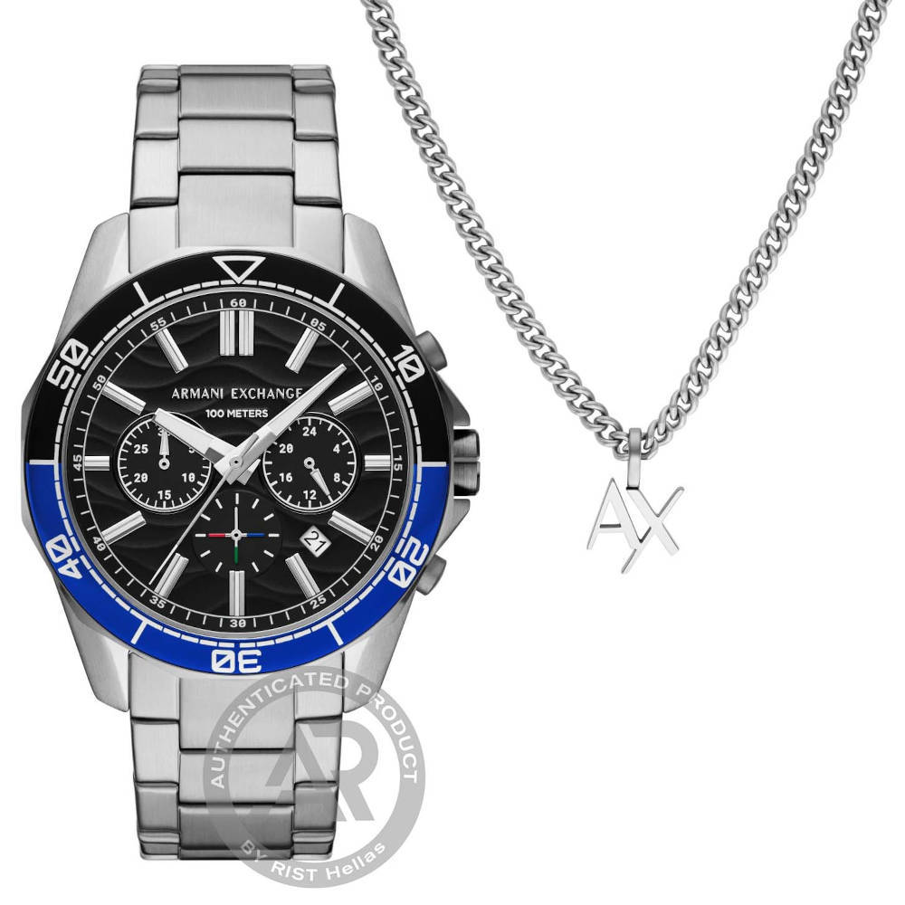 Armani Exchange Spencer Chronograph Stainless Steel Bracelet Gift Set AX7166SET Armani Exchange Spencer Chronograph Stainless Steel Bracelet Gift Set AX7166SET