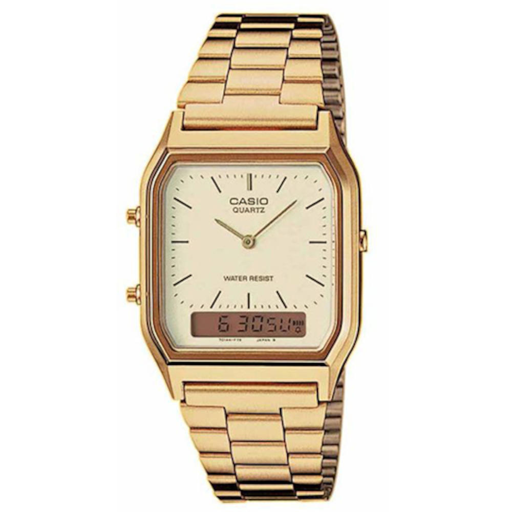 Casio Vintage Dual Time Gold Stainless Steel Bracelet AQ-230GA-9DM Casio Vintage Dual Time Gold Stainless Steel Bracelet AQ-230GA-9DM
