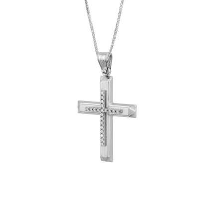 ΣΤΑΥΡΟΣ ΜΕ ΑΛΥΣΙΔΑ ΑΠΟ 14 ΚΑΡΑΤΙΑ ΛΕΥΚΟΧΡΥΣΟ ΜΕ ΖΙΡΓΚΟΝ 0019-ST253807B