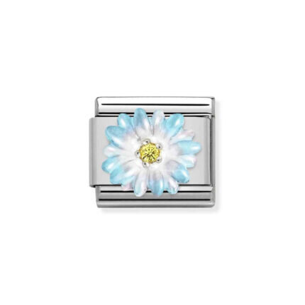 NOMINATION COMPOSABLE CLASSIC LINK IN STERLING SILVER WITH LIGHT BLUE FLOWER 330321/06