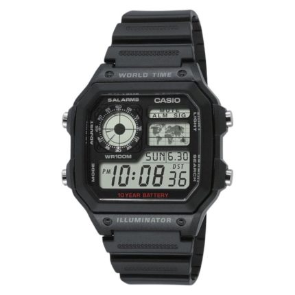 Casio Collection Digital Black Rubber Strap AE-1200WH-1AVEF