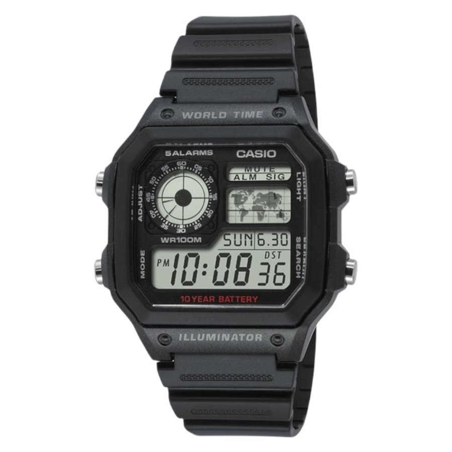 Casio Collection Digital Black Rubber Strap AE-1200WH-1AVEF Casio Collection Digital Black Rubber Strap AE-1200WH-1AVEF