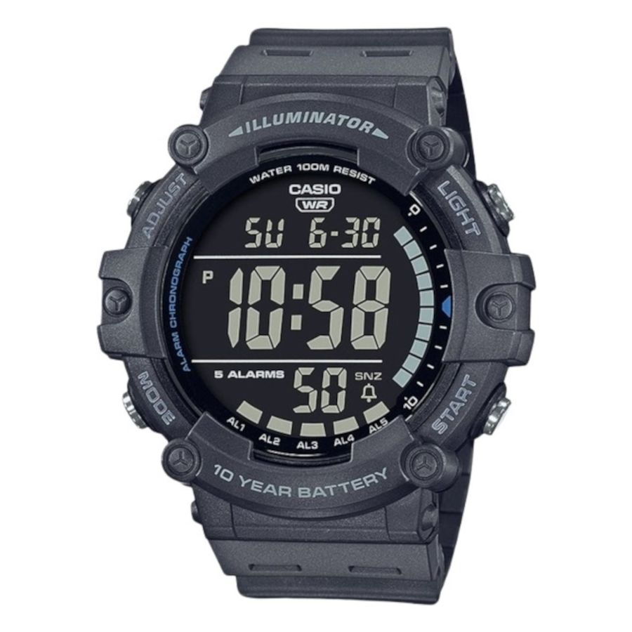 Casio Collection Digital Grey Rubber Strap AE-1500WH-8BVEF
