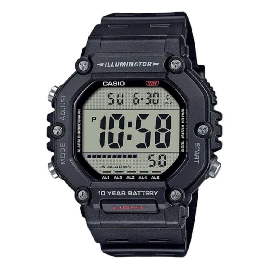 Casio Collection Digital Black Rubber Strap AE-1600H-1AVEF