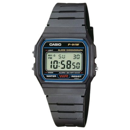 Casio Collection Black Digital Rubber Strap F-91W-1YEG