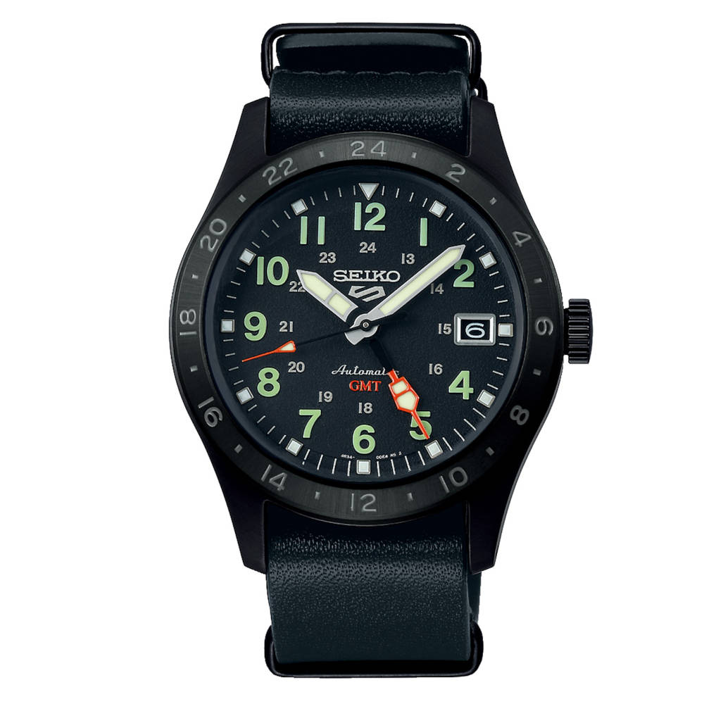 Seiko 5 Sports Field "Deception" Mechanical GMT Automatic Black Leather Strap SSK025K1 Seiko 5 Sports Field "Deception" Mechanical GMT Automatic Black Leather Strap SSK025K1