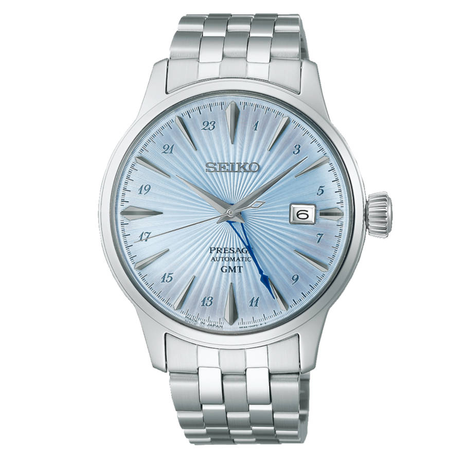 Seiko Presage "Skydiving" Cocktail Time GMT Automatic Silver Stainless Steel Bracelet SSK037J1