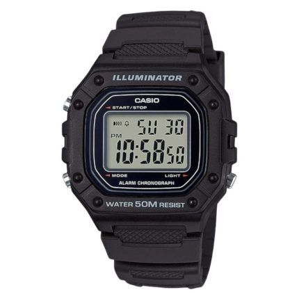 Casio Collection Digital Black Rubber Strap W-218H-1AVEF