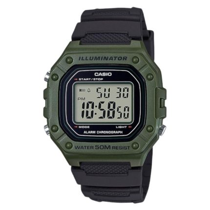 Casio Collection Digital Black Rubber Strap W-218H-3AVEF
