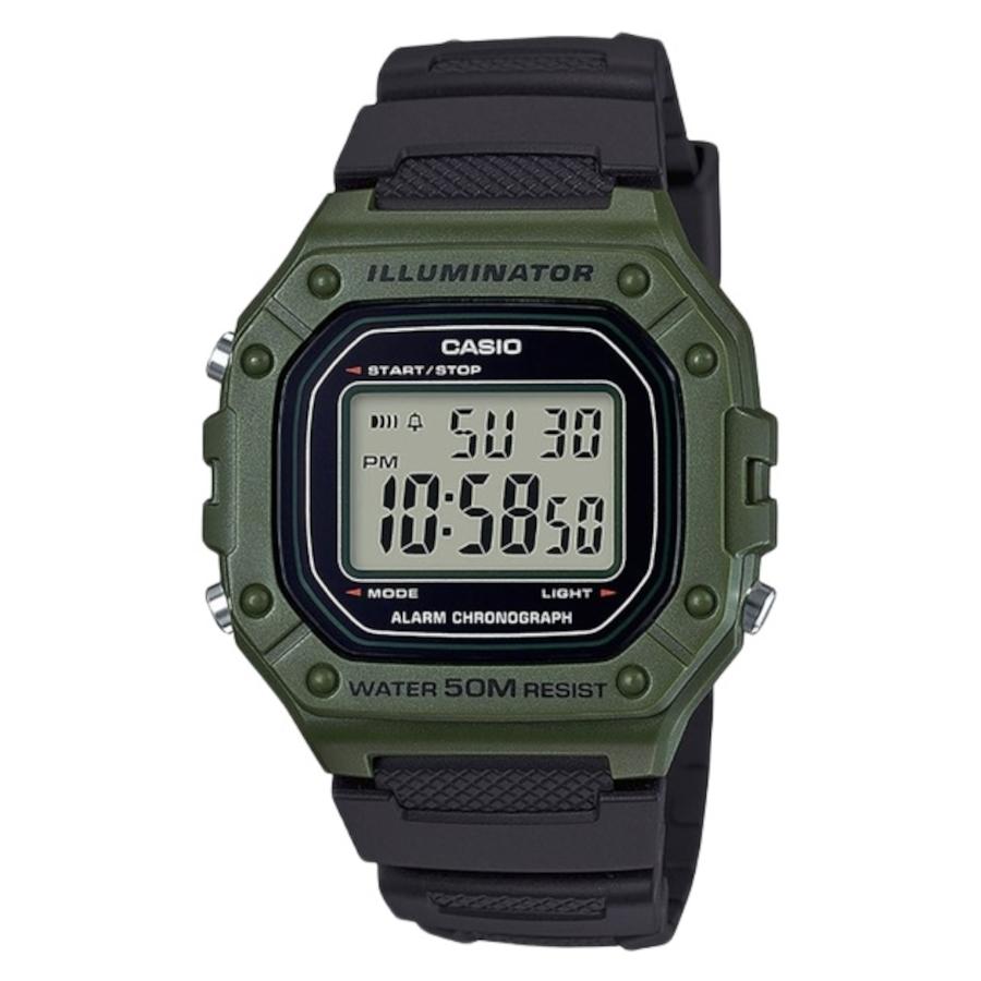 Casio Collection Digital Black Rubber Strap W-218H-3AVEF