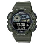 Casio Collection Dual Time Chronograph Khaki Rubber Strap WS-1500H-3BVEF