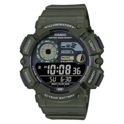 Casio Collection Dual Time Chronograph Khaki Rubber Strap WS-1500H-3BVEF
