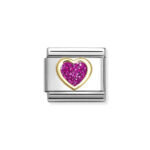 NOMINATION COMPOSABLE CLASSIC LINK FUCHSIA GLITTER HEART IN 18K GOLD 030220/09