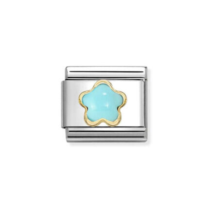 NOMINATION COMPOSABLE CLASSIC LINK TURQUOISE FLOWER IN 18K GOLD 030522/06