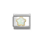 NOMINATION COMPOSABLE CLASSIC LINK WHITE OPAL FLOWER IN 18K GOLD 030522/07