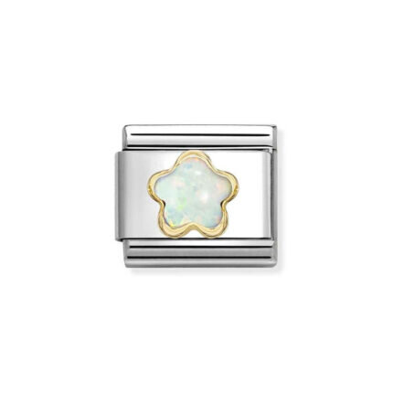 NOMINATION COMPOSABLE CLASSIC LINK WHITE OPAL FLOWER IN 18K GOLD 030522/07