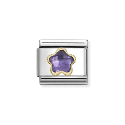NOMINATION COMPOSABLE CLASSIC LINK PURPLE CZ FLOWER IN 18K GOLD 030615/001