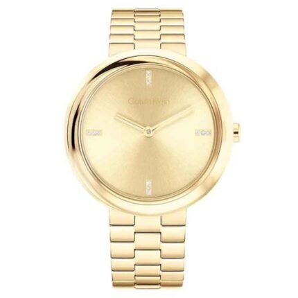 Calvin Klein Twisted Bezel Gold Stainless Steel Bracelet 25100094