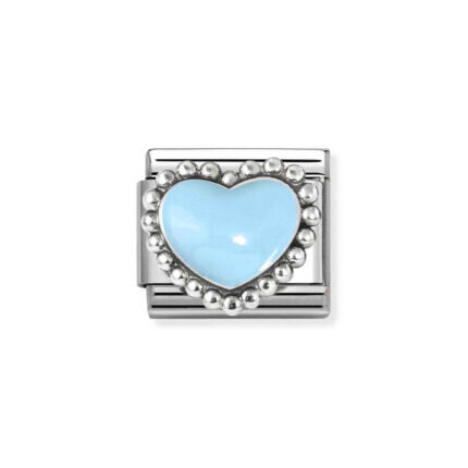 NOMINATION COMPOSABLE CLASSIC LINK PASTEL BLUE HEART IN STERLING SILVER 330204/34