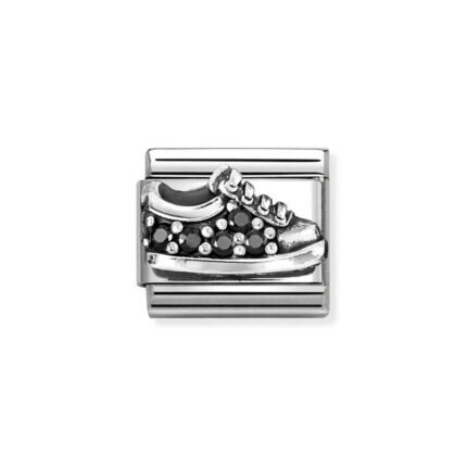 NOMINATION COMPOSABLE CLASSIC LINK SNEAKER WITH BLACK CZ IN STERLING SILVER 330327/18