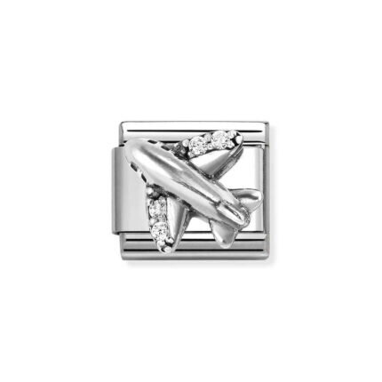 NOMINATION COMPOSABLE CLASSIC LINK AIRPLANE WITH CZ IN STERLING SILVER 330327/19