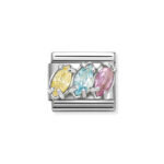 NOMINATION COMPOSABLE CLASSIC LINK TRILOGY COLOUR MIX CZ IN STERLING SILVER 330329/20