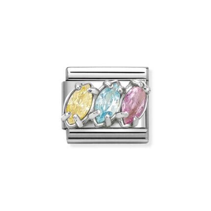 NOMINATION COMPOSABLE CLASSIC LINK TRILOGY COLOUR MIX CZ IN STERLING SILVER 330329/20