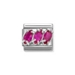 NOMINATION COMPOSABLE CLASSIC LINK TRILOGY RED CZ IN STERLING SILVER 330329/22