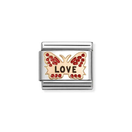 NOMINATION COMPOSABLE CLASSIC LINK RED BUTTERFLY LOVE IN 9K ROSE GOLD 430202/47