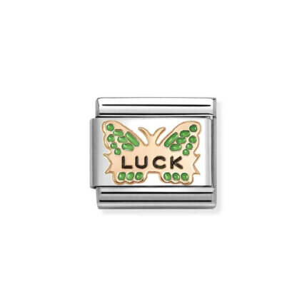 NOMINATION COMPOSABLE CLASSIC LINK GREEN BUTTERFLY LUCK IN 9K ROSE GOLD 430202/48