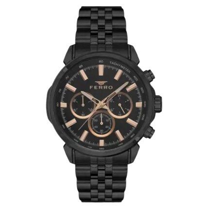 Ferro Black Stainless Steel Bracelet Chronograph FM11375AWT-G