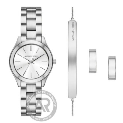 Michael Kors Slim Runway Silver Stainless Steel Bracelet Gift Set MK7563