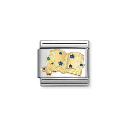 NOMINATION COMPOSABLE CLASSIC LINK BOOK WITH BLUE STARS IN 18K GOLD 030285/85