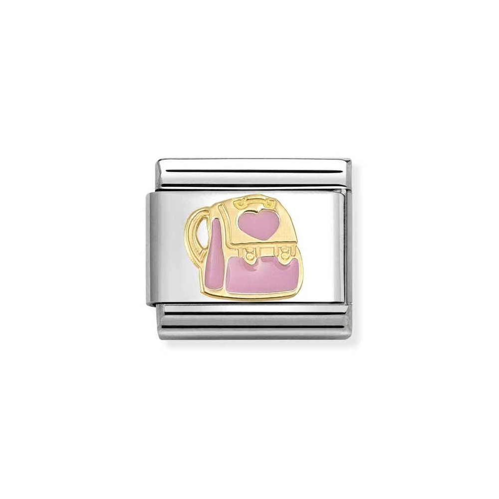 NOMINATION COMPOSABLE CLASSIC LINK PINK BACKPACK IN 18K GOLD 030285/87 NOMINATION COMPOSABLE CLASSIC LINK PINK BACKPACK IN 18K GOLD 030285/87