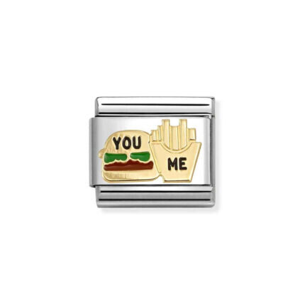 NOMINATION COMPOSABLE CLASSIC LINK BURGER AND FRIES IN 18K GOLD 030285/89