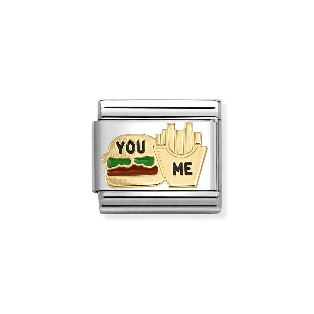 NOMINATION COMPOSABLE CLASSIC LINK BURGER AND FRIES IN 18K GOLD 030285/89 NOMINATION COMPOSABLE CLASSIC LINK BURGER AND FRIES IN 18K GOLD 030285/89