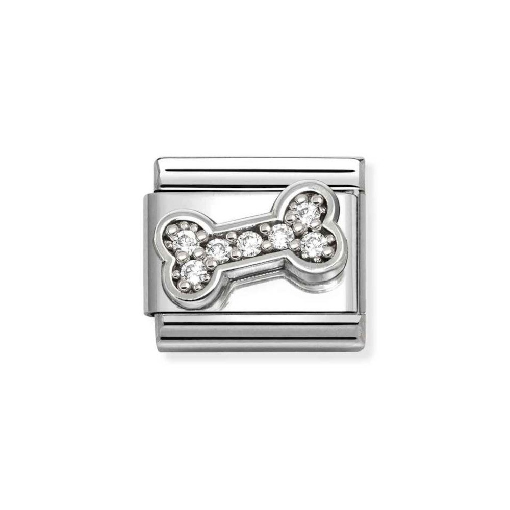 NOMINATION COMPOSABLE CLASSIC LINK BONE WITH CZ IN STERLING SILVER 330304/52 NOMINATION COMPOSABLE CLASSIC LINK BONE WITH CZ IN STERLING SILVER 330304/52