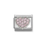 NOMINATION COMPOSABLE CLASSIC LINK HEART WITH PINK CZ IN STERLING SILVER 330322/25