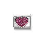 NOMINATION COMPOSABLE CLASSIC LINK HEART WITH RED CZ IN STERLING SILVER 330322/26