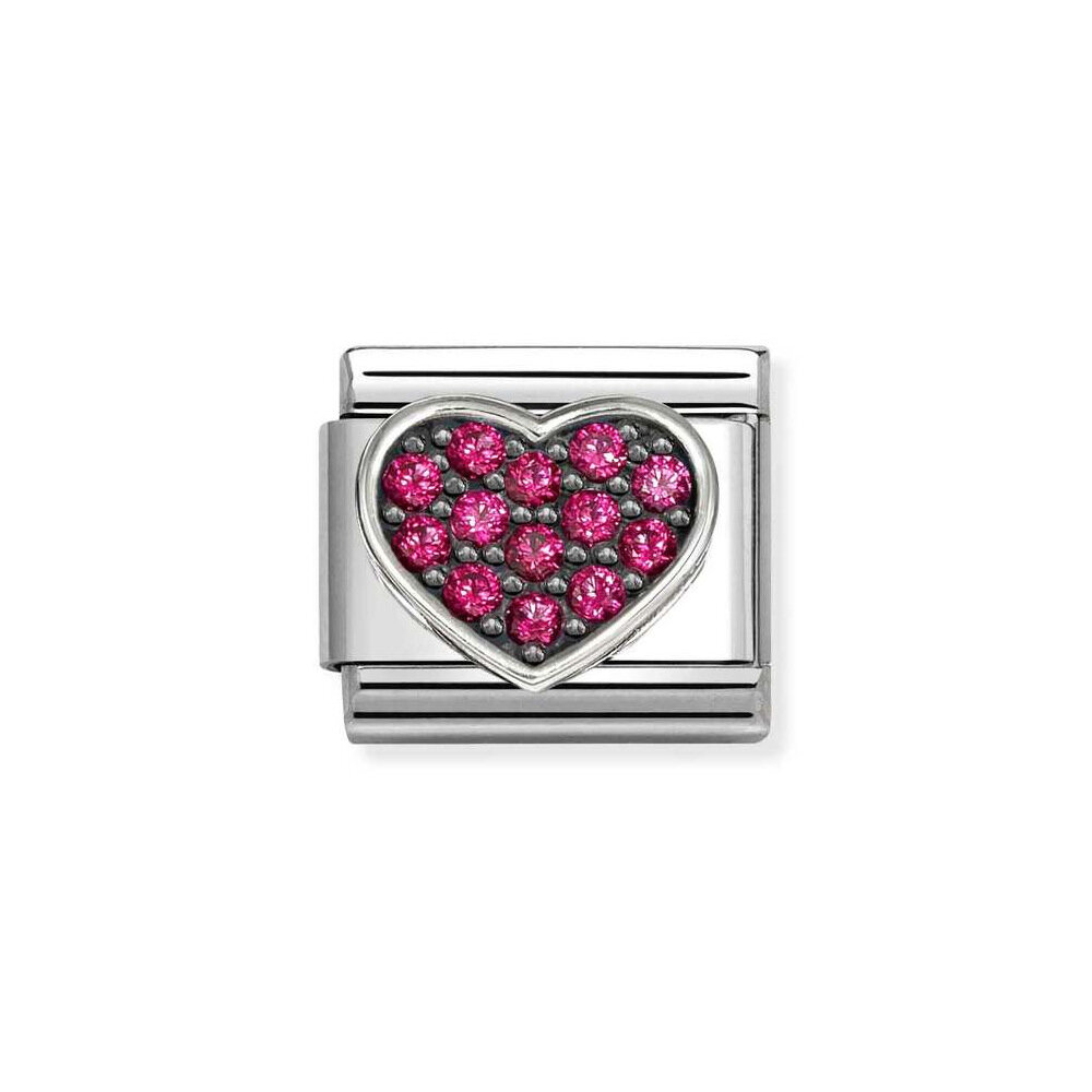 NOMINATION COMPOSABLE CLASSIC LINK HEART WITH RED CZ IN STERLING SILVER 330322/26 NOMINATION COMPOSABLE CLASSIC LINK HEART WITH RED CZ IN STERLING SILVER 330322/26