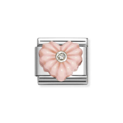 NOMINATION COMPOSABLE CLASSIC LINK HEART PINK SYNTHETIC STONE IN STERLING SILVER 330512/27
