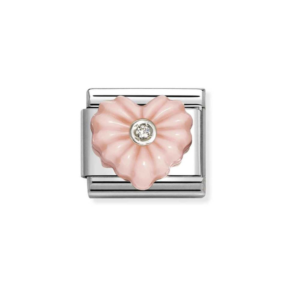 NOMINATION COMPOSABLE CLASSIC LINK HEART PINK SYNTHETIC STONE IN STERLING SILVER 330512/27 NOMINATION COMPOSABLE CLASSIC LINK HEART PINK SYNTHETIC STONE IN STERLING SILVER 330512/27