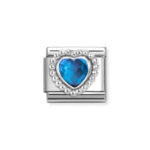 NOMINATION COMPOSABLE CLASSIC LINK IN STERLING SILVER WITH BLUE CZ HEART 330606/007
