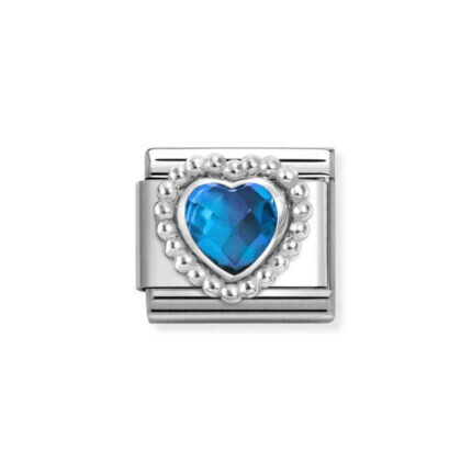 NOMINATION COMPOSABLE CLASSIC LINK IN STERLING SILVER WITH BLUE CZ HEART 330606/007