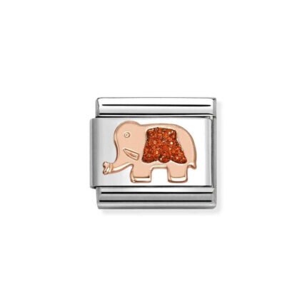NOMINATION COMPOSABLE CLASSIC LINK ELEPHANT WITH RED GLITTER IN 9K ROSE GOLD 430205/37