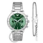 Emporio Armani Mario Stainless Steel Bracelet Chronograph Gift Set AR80088SET
