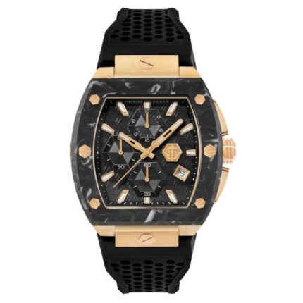 Philipp Plein Hexagon Phantom Black Silicone Strap Chronograph PWHHA0226